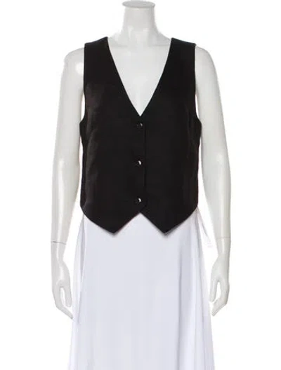 Pre-owned Sir V-neck Sleeveless Top In Black