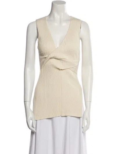 Pre-owned Sir V-neck Sleeveless Top In Neutral