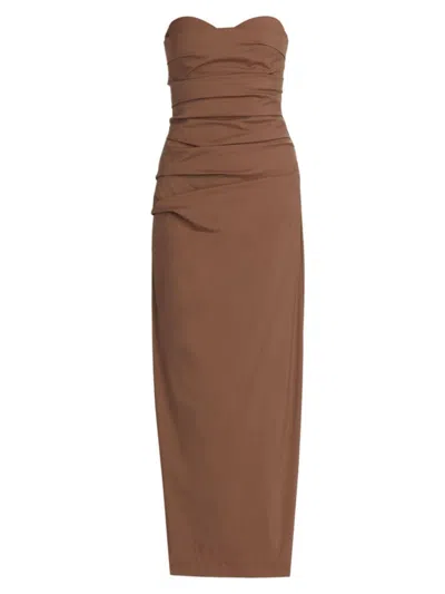 Sir Women's Alba Ruched Strapless Gown In Mocha