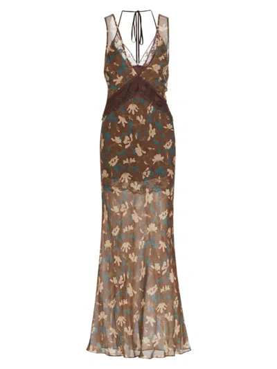 Sir Women's Avellino Floral Layered Lace Maxi Dress In Chocolate Fiore Print