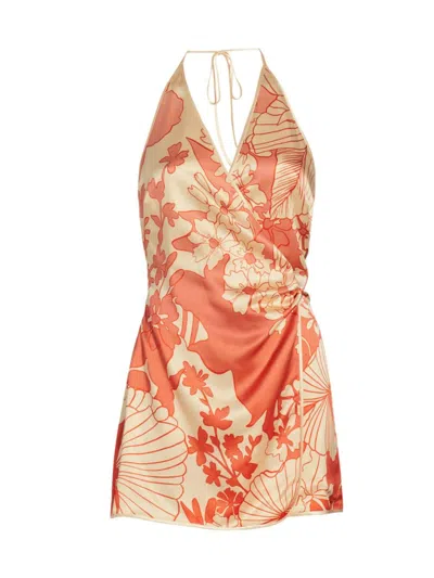 Sir Como Floral Silk Halter Mini Dress In Paradiso Print