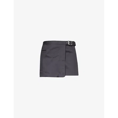 Sir Womens Steel Brixton Belted-waist Cotton-blend Twill Mini Skirt