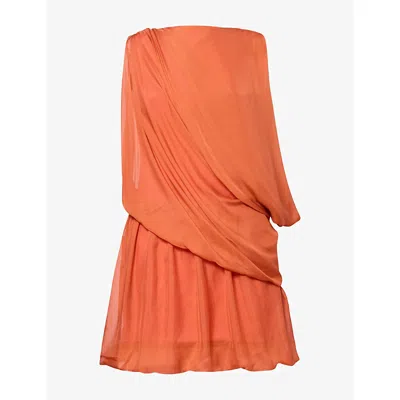 Sir Womens Arisa Draped Stretch-woven Mini Dress Watermelon Xs In Orange