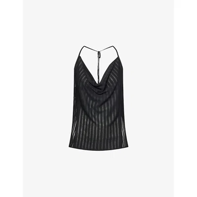 Sir Womens Black Azario Halterneck Knitted Top Xs