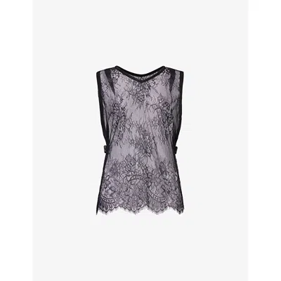 Sir Womens Black Ingrid Silk-blend Lace Top
