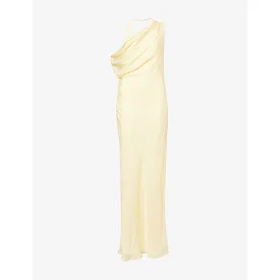 Sir Womens Butter Strobe Off-shoulder Silk Maxi Dress In Yellow