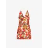Sir Womens Flora Rosso Castella Floral Linen Mini Dress Xs In Brown