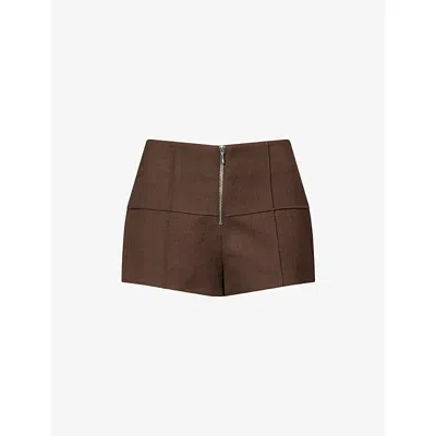 Sir Womens Chocolate Marle Henrik Tailored Woven Mini Shorts In Brown