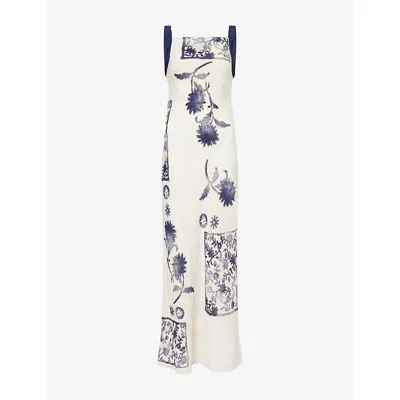 Sir Womens Phillipa Scoop-back Silk-blend Maxi Dress Eira Midnight In Metallic