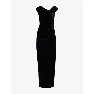 Sir Womens Black Ettore Draped Stretch-woven Gown Xs