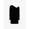 Sir Womens Black Ettore Gathered Velvet Mini Dress In Black