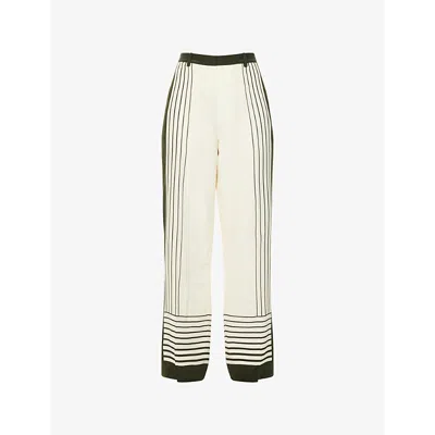 Sir Womens Leilana Tailored Wide-leg Silk Trousers Garden Stripe