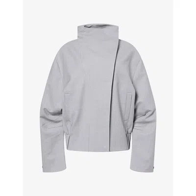 Sir Womens Grey Marle Belle Funnel-neck Wool-blend Bomber Jacket Xs In Gray
