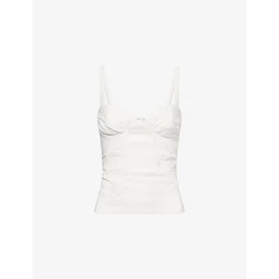 Sir Womens Ivory Alessandra Embroidered Linen Top Xs