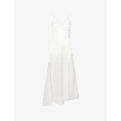 Sir Womens Ivory Ingrid Lace-insert Satin Midi Dress Xs In White