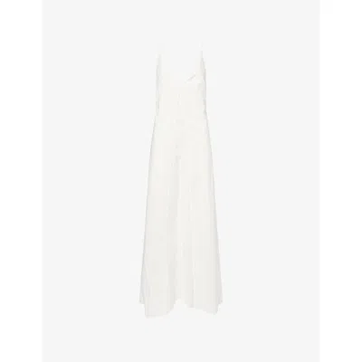 Sir Womens Ivory Klara Floral-embroidered Cotton Maxi Dress Xs In White