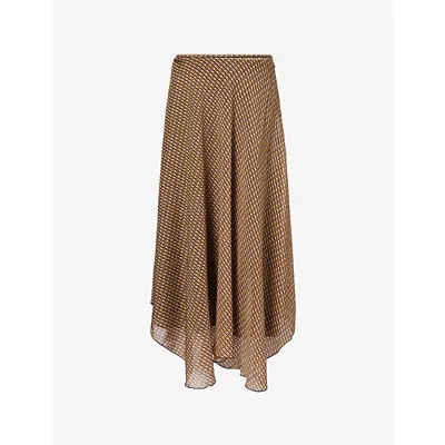 Sir Womens Linnea Cooper Printed Silk-blend Maxi Skirt Xs In Brown