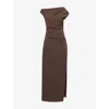 Sir Womens Mocha Sol Off-shoulder Stretch-woven Gown In Brown