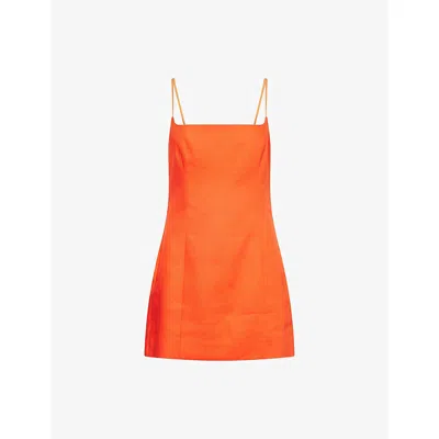 Sir Womens Tangerine Panettone Panelled Linen Mini Dress In Orange
