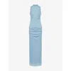 Sir Womens Aqua Ruby Open-back Woven Gown Xs In Blue