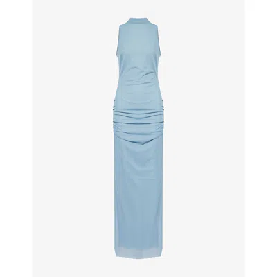 Sir Womens Aqua Ruby Open-back Woven Gown Xs In Blue