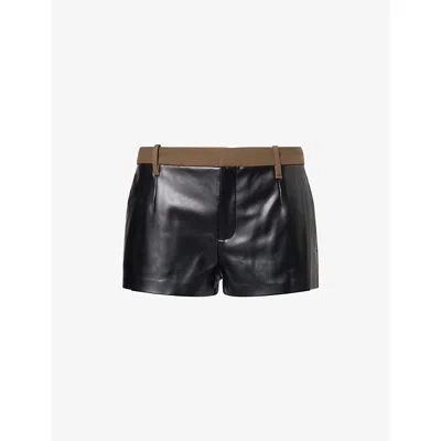 Sir Womens Black Brera Low-rise Faux-leather Short