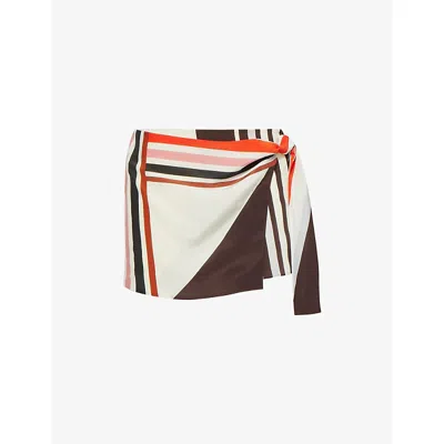 Sir Womens Rose Baiadera Thistle Striped Silk Mini Skort