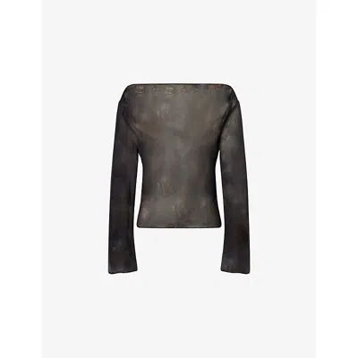Sir Womens Black Strobe Cowl-neck Silk Top In Gray