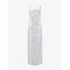 Sir Womens Silver Ventura Open-back Woven Gown Xs In White