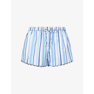 Sir Womens  Vester Striped Cotton Shorts In Blue
