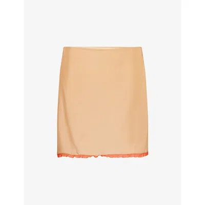 Sir Womens Splice Palma Layered Silk Mini Skirt Xs In Nude