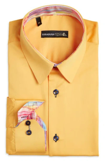 Siragusa Printed Silk Trim Dress Shirt In Orange