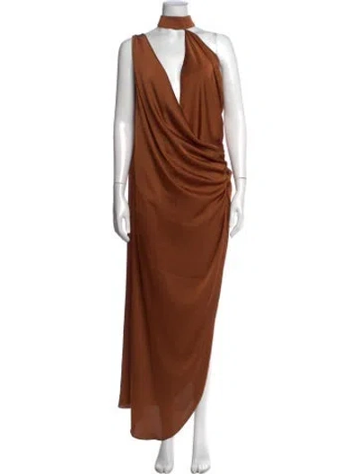 Pre-owned Sirapop Asymmetrical Long Dress W/ Tags In Brown