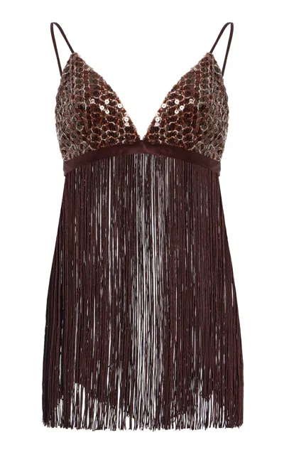 Sirapop Exclusive Lindsay Crochet Sequin Top In Brown