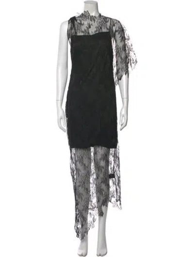 Pre-owned Sirapop Lace Pattern Long Dress In Black