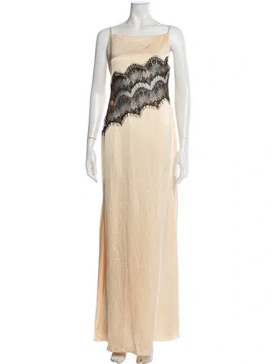 Pre-owned Sirapop Lace Pattern Long Dress In Neutrals