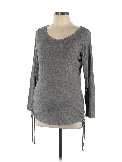 Pre-owned Siren Lily Long Sleeve Top Gray Scoop Neck Tops