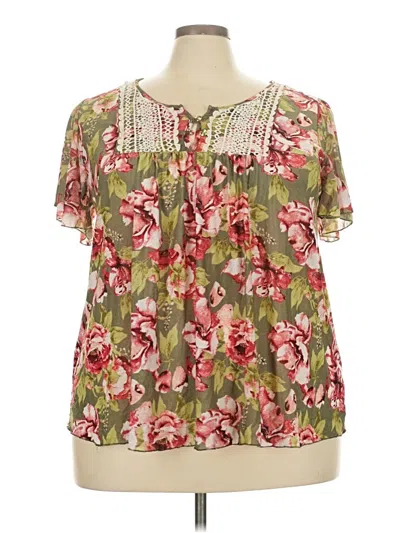Pre-owned Siren Lily Short Sleeve Blouse In Green