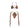 Siren Swimwear Women's Brown / Gold / Neutrals Siren Mermaid Braided Bikini Bottom In Leopard In Brown/gold