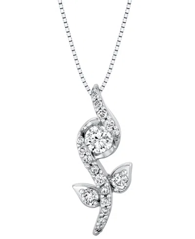 Sirena Diamond Flower 18" Pendant Necklace (1/2 Ct. T.w.) In 14k White Gold