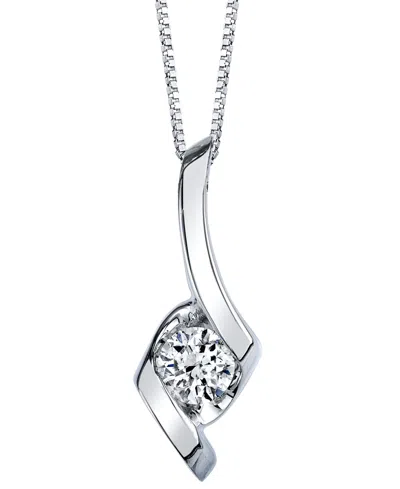 Sirena Diamond Swirl Pendant Necklace In 14k White Gold (1/10 Ct. T.w.)