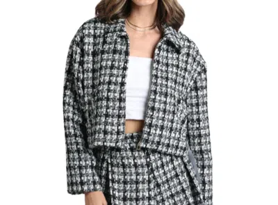 SIRENA EMORY TWEED JACKET IN BLACK/WHITE