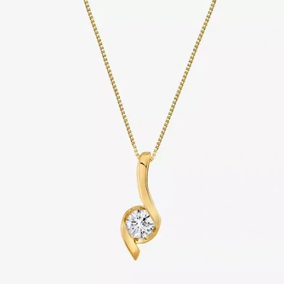 Sirena (i-j/vs1-vs2) Womens 1 Ct. T.w. Lab Grown White Diamond 14k Gold 18 Inch Pendant Necklace In Yellow