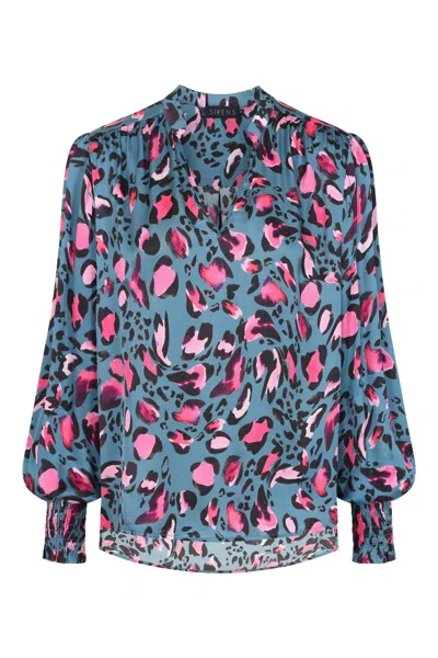 Sirens London Women's Blue Dawn Blouse In Leopard Print