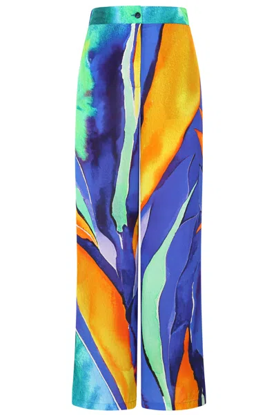 Sirens London Women's Green / Blue Hepburn Trouser In Green/blue