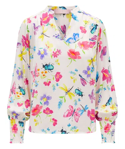 Sirens London Women's Pink / Purple Dawn Blouse Cream Love Bug In Pink/purple