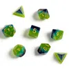 Sirius Dice - Translucent Green Blue & Gold - Set Of 7