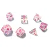 Sirius Dice - White Cloud & Pink - Set Of 7