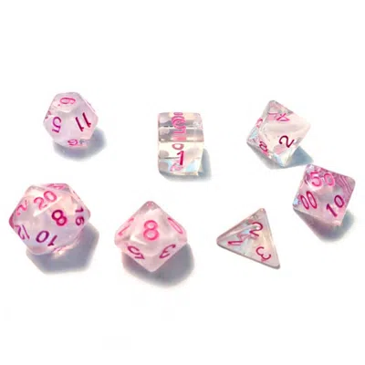 Sirius Dice - White Cloud & Pink - Set Of 7