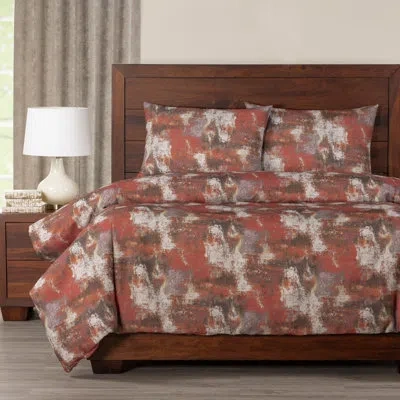 Siscovers Albion Abstract Print Duvet Cover Set In Red